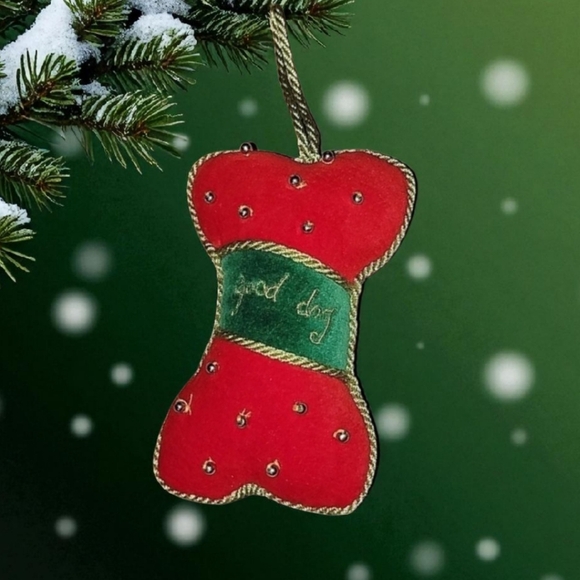 Vintage Other - "Good Dog" Bone Velvet Christmas Ornament
